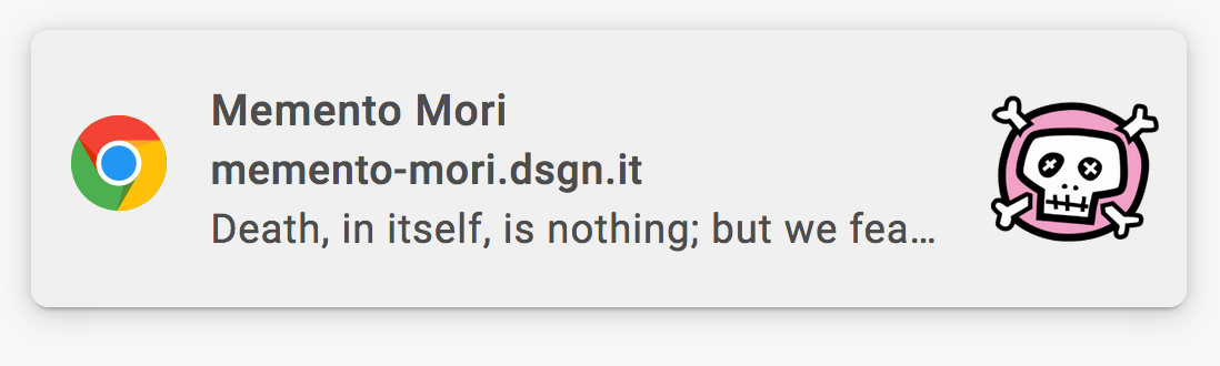 Memento Mori notification example